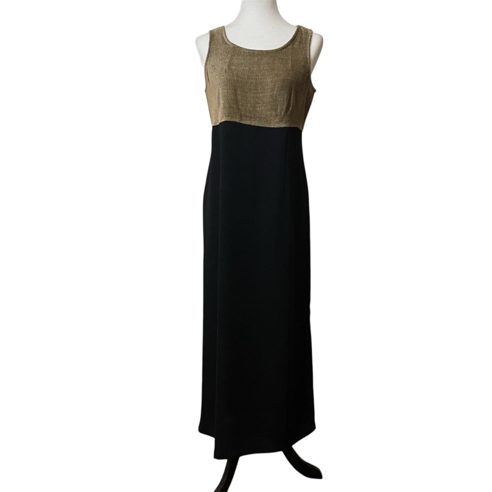 Coldwater Creek Gold and Black Sheath Maxi Dress US 8